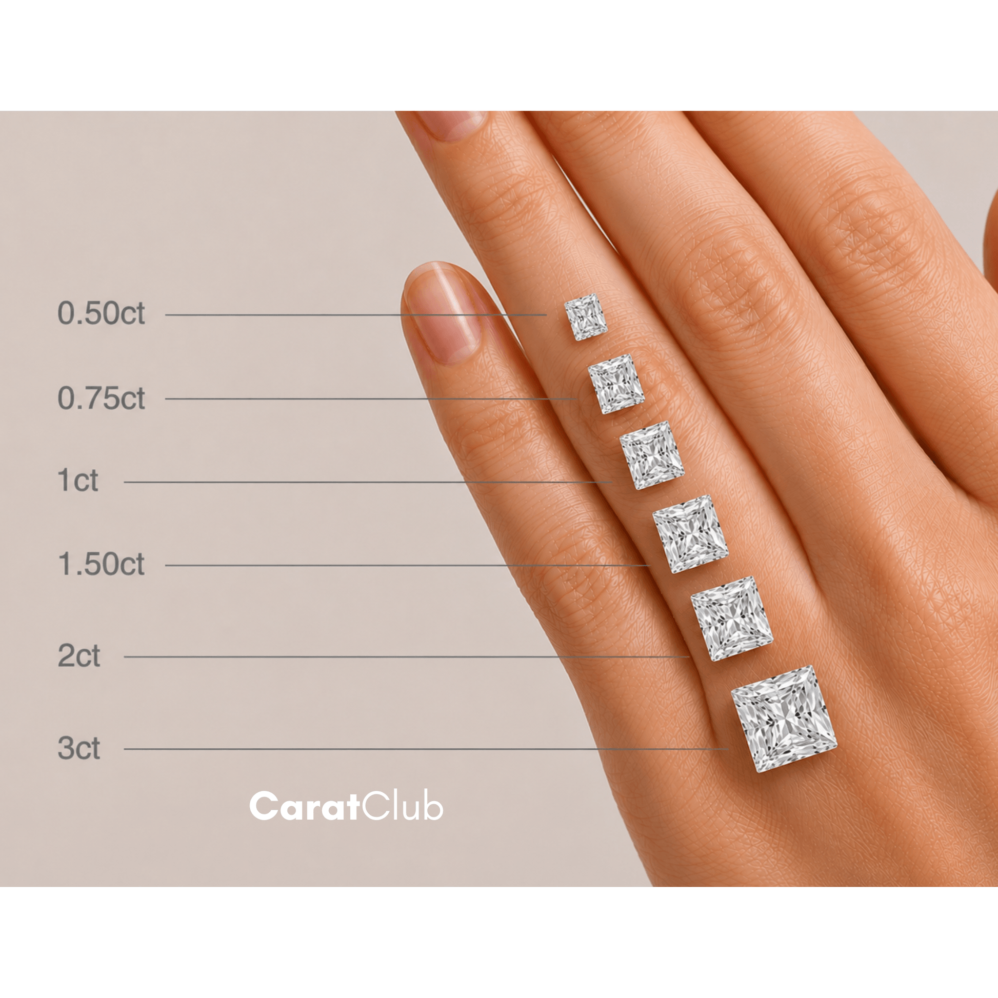 3.50ct Princess Lab Grown Diamond - The Carat Club