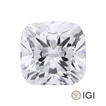 D colour cushion cut lab grown diamond loose IGI certified