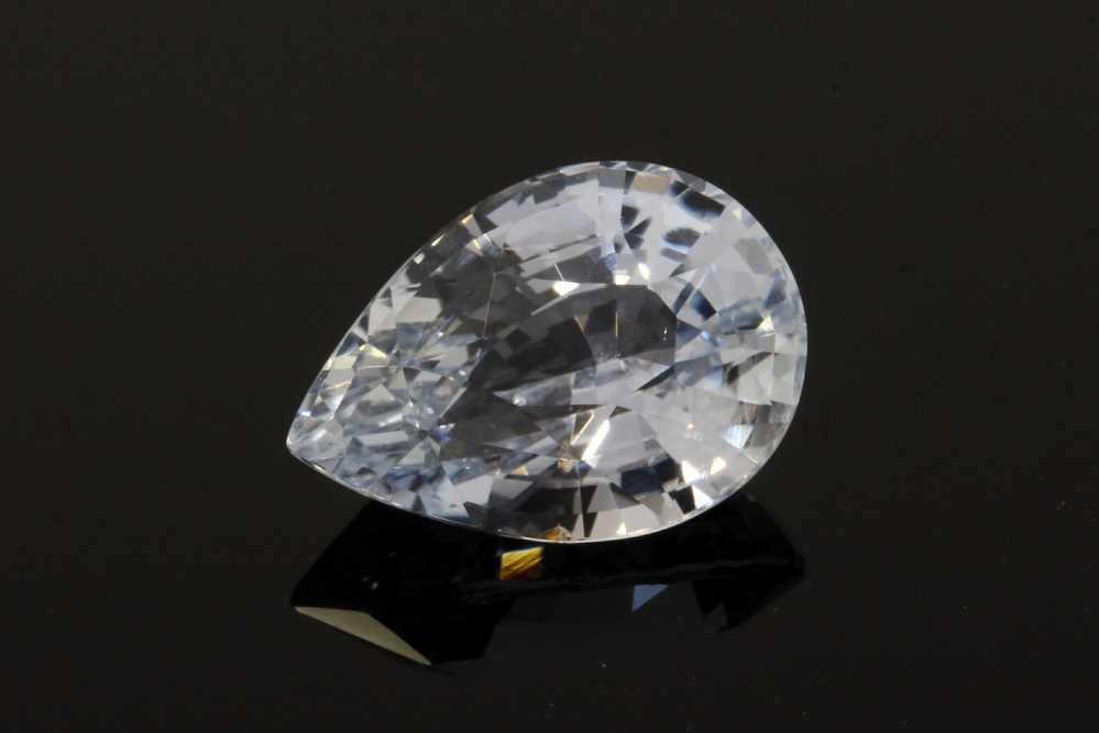 7mm x 5mm Pear Natural White Sapphire - The Carat Club