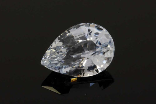 7mm x 5mm Pear Natural White Sapphire - The Carat Club