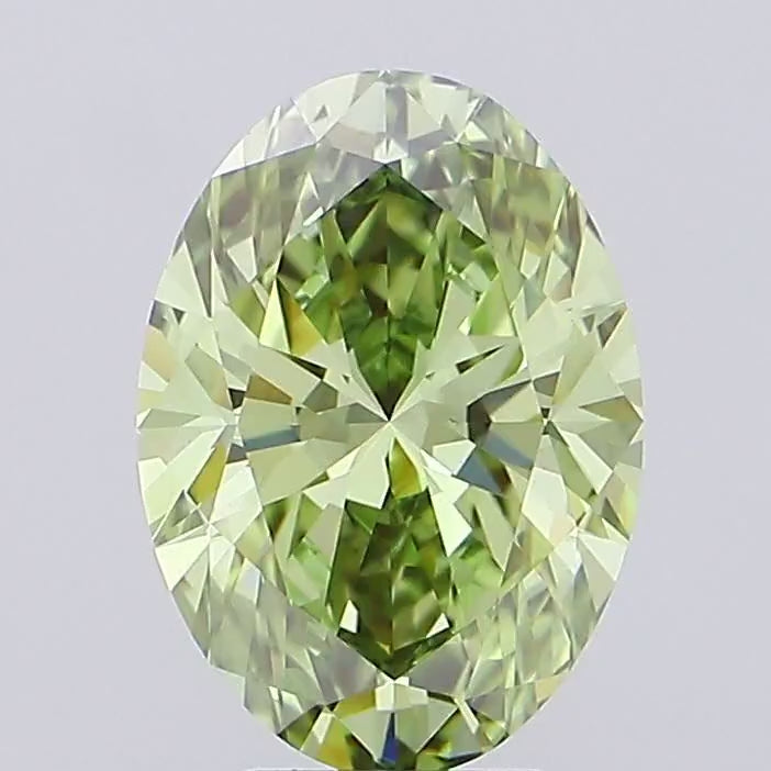 360° rotating video of vivid green oval cut lab grown diamond loose stone IGI certified