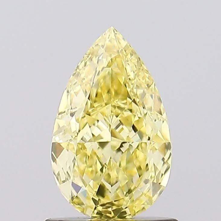 360° rotating video of intense yellow pear cut lab grown diamond loose stone IGI certified