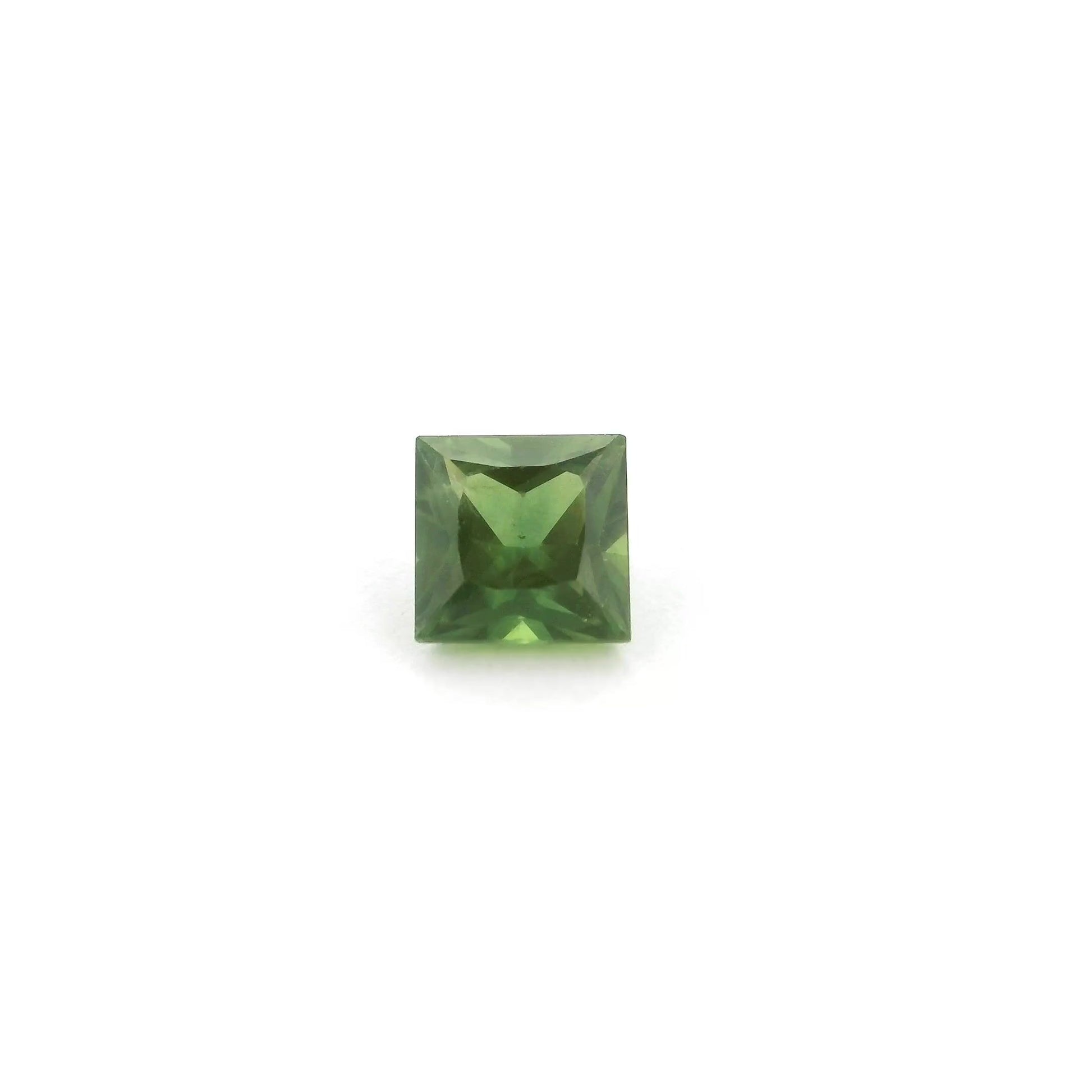 Loose princess cut green sapphire gemstone