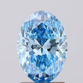 360° rotating video of vivid blue oval cut lab grown diamond loose stone IGI certified