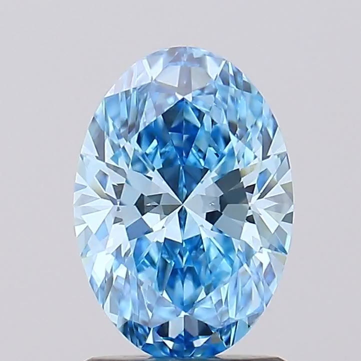 360° rotating video of vivid blue oval cut lab grown diamond loose stone IGI certified