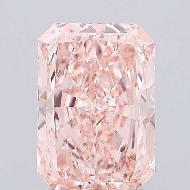 360° rotating video of intense pink radiant cut lab grown diamond loose stone IGI certified
