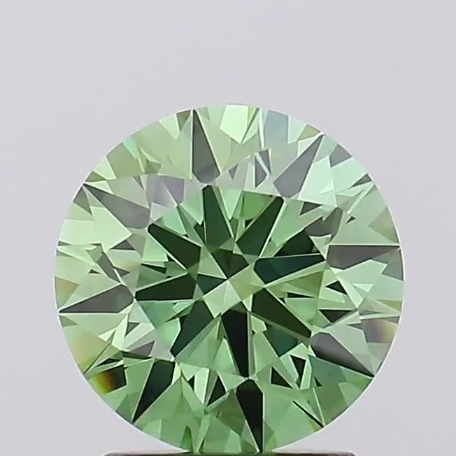 360° rotating video of vivid green round cut lab grown diamond loose stone IGI certified