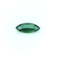 A single marquise-cut green sapphire, faceted and polished, centered on a plain white background.